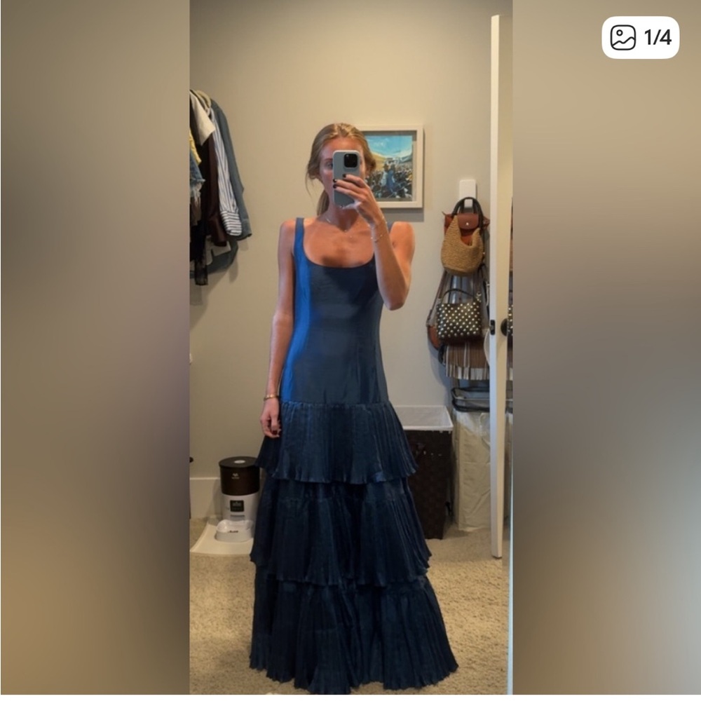 Elegant Blue Tiered Dress